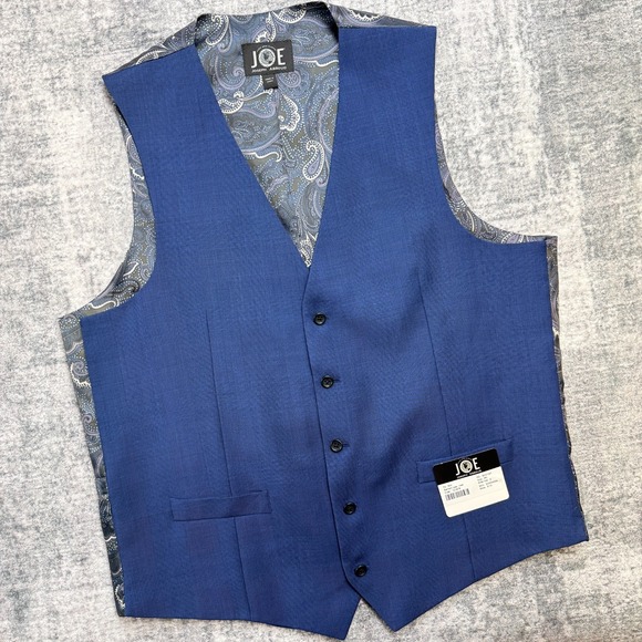 Joseph Abboud Other - Joseph Abboud Waistcoat Mens 44L Blue Slim Fit Suit Vest Paisley Lined NEW